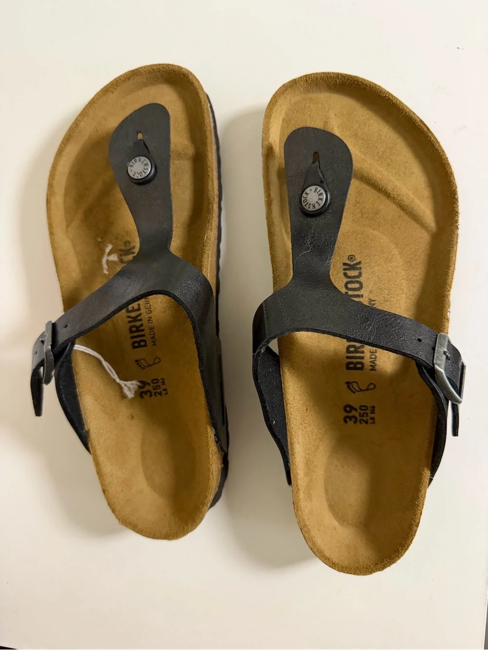Birkenstock Black Thong Sandals with Buckle